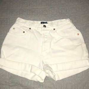 Vintage high waisted white denim shorts